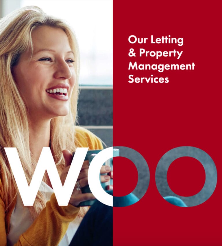 Woo Properties: Rebrand, print and signage.